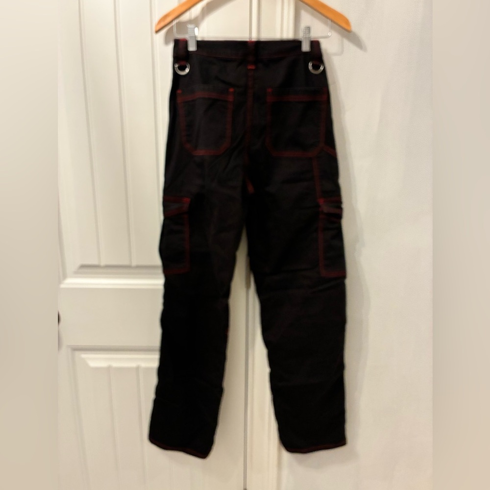 Aphrodite Black Cargo Pants with Red Accents